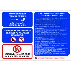 Yatakhanede Uyulması Gereken Kurallar Levhası 25x35 cm