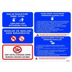 Duşlarda Ve Tuvaletlerde Uyulması Gereken Kurallar Levhası 25x35 cm