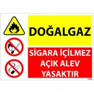 Doğalgaz Sigara İçilmez Açık Alev Yasaktır  Levhası 25x35 cm