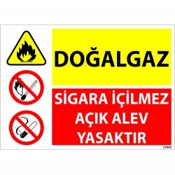 Doğalgaz Sigara İçilmez Açık Alev Yasaktır  Levhası 25x35 cm