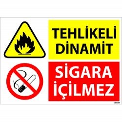 Tehlikeli Dinamit Sigara İçilmez Levhası 25x35 cm