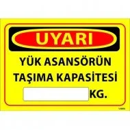 Yük Asansörün Taşıma Kapasitesi Kg Levhası 25x35 cm