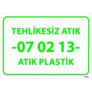 Tehlikesiz Atık 07 02 13 Atık Plastik Levhası 25x35 cm