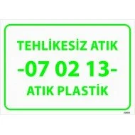 Tehlikesiz Atık 07 02 13 Atık Plastik Levhası 25x35 cm