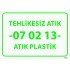 Tehlikesiz Atık 07 02 13 Atık Plastik Levhası 25x35 cm