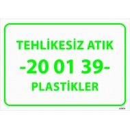 Tehlikesiz Atık 20 01 39 Plastikler Levhası 25x35 cm