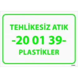 Tehlikesiz Atık 20 01 39 Plastikler Levhası 25x35 cm