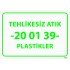 Tehlikesiz Atık 20 01 39 Plastikler Levhası 25x35 cm