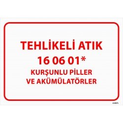 Kurşunlu Piller Ve Akümülatörler Levhası 25x35 cm