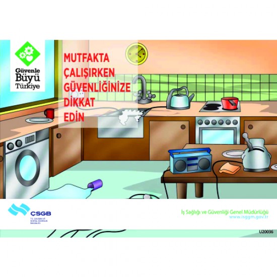 Bilgilendirici Levhalar - Mutfakta Çalışırken Güvenliğinize Dikkat Edin Levhası 25x35 cm