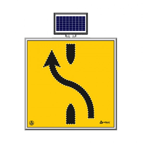 Güneş Enerjili Ledli Trafik Levhaları - Solar Ledli Yol Bakim Levhasi (100X100Cm) Sağ Yoldan Sol Yola