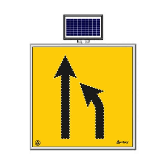 Güneş Enerjili Ledli Trafik Levhaları - Solar Ledli Yol Bakim Levhasi (100X100Cm) Sol Yoldan Sağ Yola
