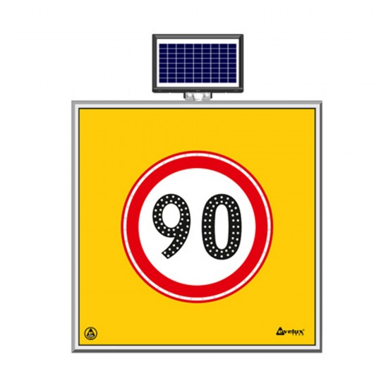 Güneş Enerjili Ledli Trafik Levhaları - Solar Ledli Yol Bakim Levhasi (100X100Cm) 90 Kmh