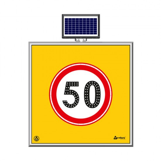 Güneş Enerjili Ledli Trafik Levhaları - Solar Ledli Yol Bakim Levhasi(100X100Cm) 50 Kmh