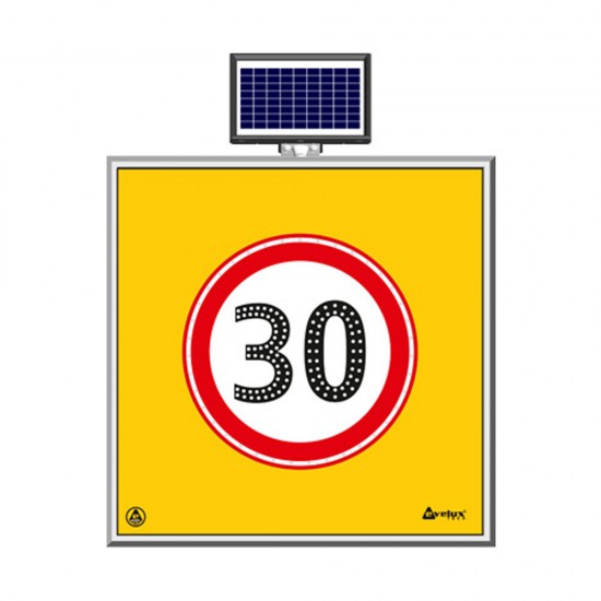 Güneş Enerjili Ledli Trafik Levhaları - Solar Ledli Yol Bakim Levhasi(100X100Cm) 30 Kmh