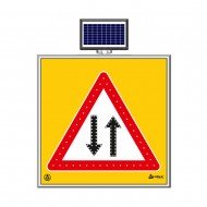 Solar Ledli Yol Bakim Levhasi (100X100Cm) Çift Yön