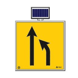 Solar Ledli Yol Bakim Levhasi(100X100Cm) Sağdan Daralan Yol