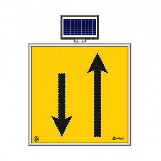 Güneş Enerjili Ledli Trafik Levhaları - Solar Ledli Yol Bakim Levhasi(100X100Cm) Çift Yönlü Yol