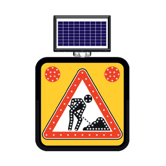 Güneş Enerjili Ledli Trafik Levhaları - Solar Ledli Yol Bakim Levhasi (60X60Cm) Yolda Çalişma Var