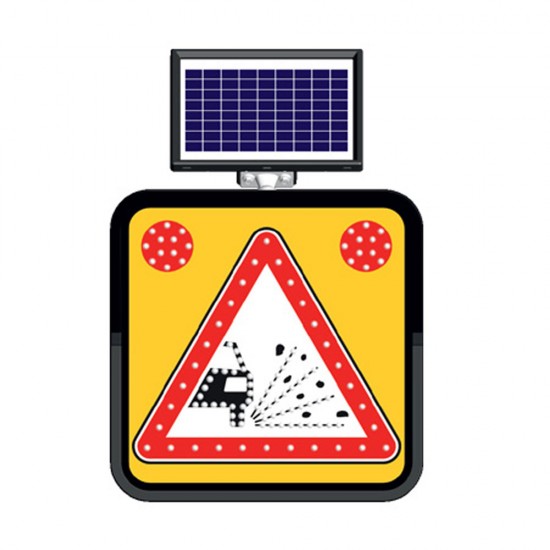 Güneş Enerjili Ledli Trafik Levhaları - Solar Ledli Yol Bakim Levhasi (60X60Cm) Gevşek Zemin