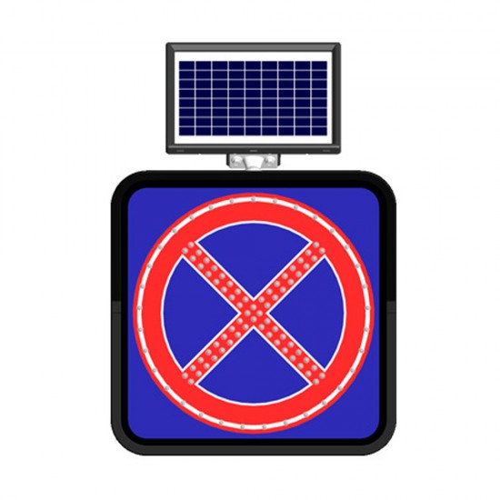 Güneş Enerjili Ledli Trafik Levhaları - Solar Flaşörlü Ledli Trafik Levhasi (60X60Cm) Yol Boyunca Park Yasak