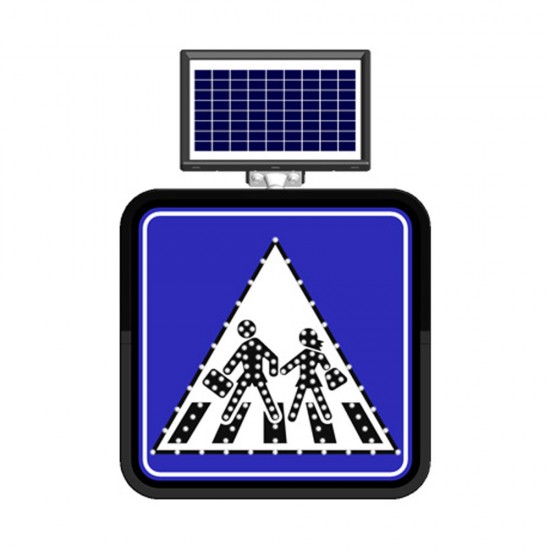 Güneş Enerjili Ledli Trafik Levhaları - Solar Flaşörlü Ledli Trafik Levhasi (60X60Cm) Yaya Geçidi