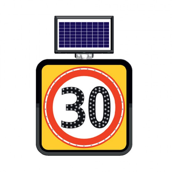 Güneş Enerjili Ledli Trafik Levhaları - Solar Ledli Yol Bakim Levhasi (60X60Cm) 30 Kmh