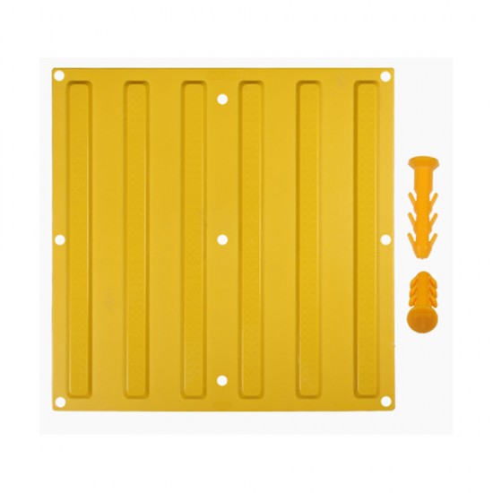 Hissedilebilir Yürüme Yüzeyleri - 40x40 cm Sarı Termoplastik Poliüretan (TPU) Kılavuz Yüzey (Premium) + 9 Adet Kama Vida