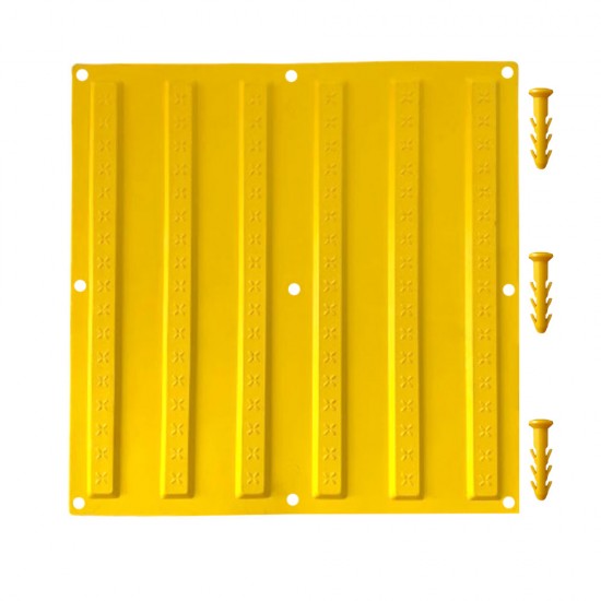 Hissedilebilir Yürüme Yüzeyleri - 40x40 cm Sarı Termoplastik Poliüretan (TPU) Kılavuz Yüzey (Ekonomik) + 9 Adet Kama Vida