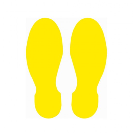 Yer İşaretleme Bantları - sosyal-mesafe-banti-yer isaretleme banti, yer işaretleme bandi Ayak İzi Yer Etiketi 30 cm Sarı