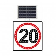 Güneş Enerjili (Solar) Ledli Hız Limiti 20 km/h Levhası 60x60 cm