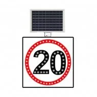 Güneş Enerjili (Solar) Ledli Hız Limiti 20 km/h Levhası 60x60 cm