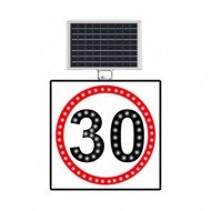Güneş Enerjili (Solar) Ledli Hız Limiti 30 km/h Levhası 60x60 cm