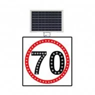 Güneş Enerjili (Solar) Ledli Hız Limiti 70 km/h Levhası 60x60 cm