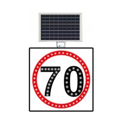 Güneş Enerjili (Solar) Ledli Hız Limiti 70 km/h Levhası 60x60 cm