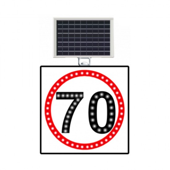 Güneş Enerjili Ledli Trafik Levhaları - Hız Limiti 70 km/h 600x600 mm