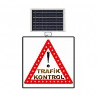 Güneş Enerjili (Solar) Ledli Dikkat Trafik Kontrol Levhası 60x60 cm