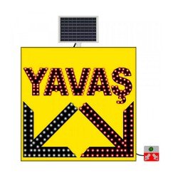 Güneş Enerjili (Solar) Ledli Yavaş Çift Yönlü Ok Levhası 100x100 cm