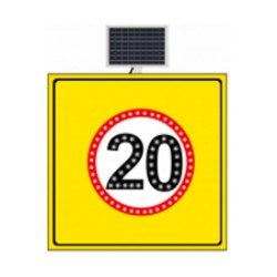 Güneş Enerjili (Solar) Ledli Hız Limiti 20 km/h Sarı Zemin Levhası 100x100 cm
