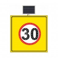 Güneş Enerjili (Solar) Ledli Hız Limiti 30 km/h Sarı Zemin Levhası 100x100 cm