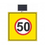 Güneş Enerjili (Solar) Ledli Hız Limiti 50 km/h Sarı Zemin Levhası 100x100 cm