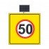 Güneş Enerjili (Solar) Ledli Hız Limiti 50 km/h Sarı Zemin Levhası 100x100 cm