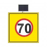 Güneş Enerjili (Solar) Ledli Hız Limiti 70 km/h Sarı Zemin Levhası 100x100 cm
