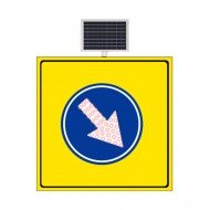 Güneş Enerjili (Solar) Ledli Sağa Mecburi Yön Sarı Zemin Levhası 100x100 cm