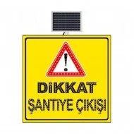 Güneş Enerjili (Solar) Ledli Dikkat Şantiye Çıkışı Levhası 100x100 cm