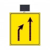 Güneş Enerjili (Solar) Ledli Daralan Yol Sol Yoldan Sağ Yola Sarı Zemin 110x120 cm