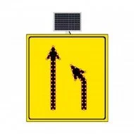 Güneş Enerjili (Solar) Ledli Daralan Yol Sağ Yoldan Sol Yola Sarı Zemin 110x120 cm