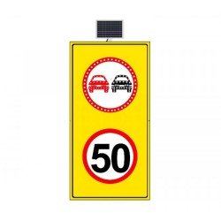 Güneş Enerjili (Solar) Ledli Sollama Yasak Hız Limiti 50 km/h Sarı Zemin 100x175 cm