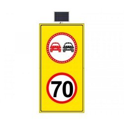 Güneş Enerjili (Solar) Ledli Sollama Yasak LED'li Hız Limiti 70 km/h Sarı Zemin 100x175 cm