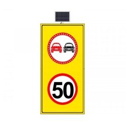 Güneş Enerjili (Solar) Ledli Sollama Yasak Hız Limiti 70 km/h Sarı Zemin 100x175 cm